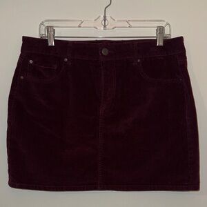 Garage Deep Burgundy Corduroy Mini Skirt